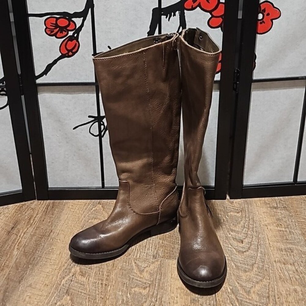 Arturo Chiang Tall Knee High Brown Zippered Riding Boots Size 5.5